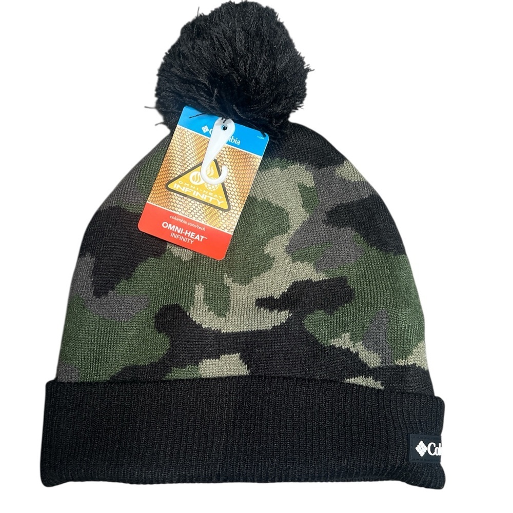Columbia  adult one size unisex  Camouflage Pom Beanie - Green and Black